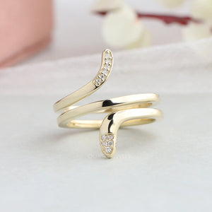 [Snake Shape Round Diamond Ring]-[Ouros Jewels]