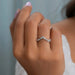 In finger look of round and baguette lab created diamond wedding band