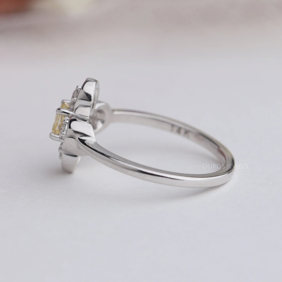 Antique Shape Yellow Asscher Cut Dainty Ring