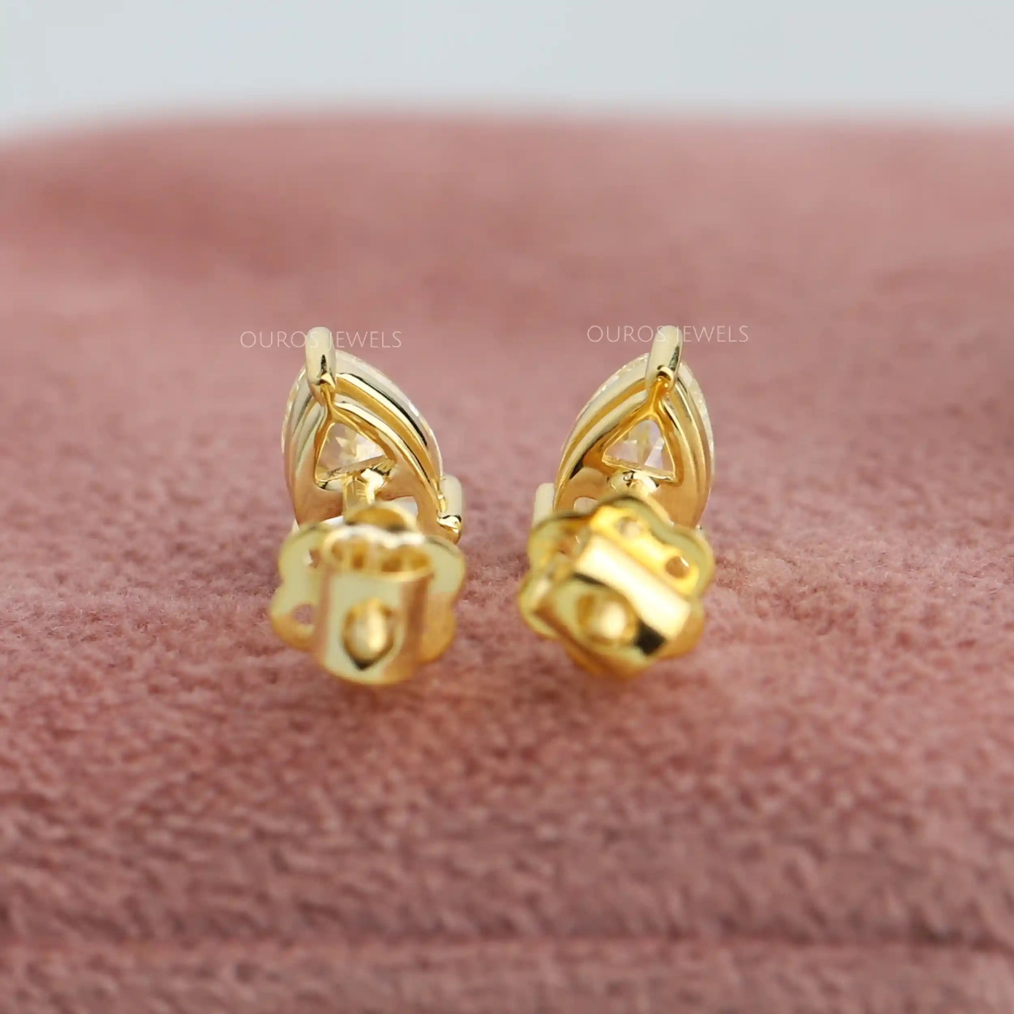 Yellow Pear Diamond Solitaire Stud Earrings